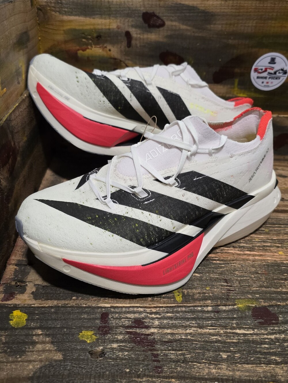 Adidas Adizero Prime X 3.0 Strung 'White Black Lucid Red' JR2597 Men's Size 7